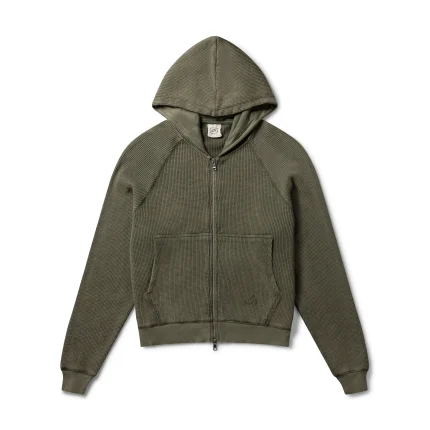 Garms Affiliated Waffle Zip Up Hoodie Dust Olive (1)