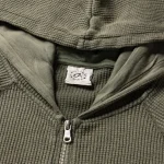 Garms Affiliated Waffle Zip Up Hoodie Dust Olive (3)