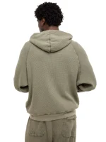 Garms Affiliated Waffle Zip Up Hoodie Dust Olive (4)