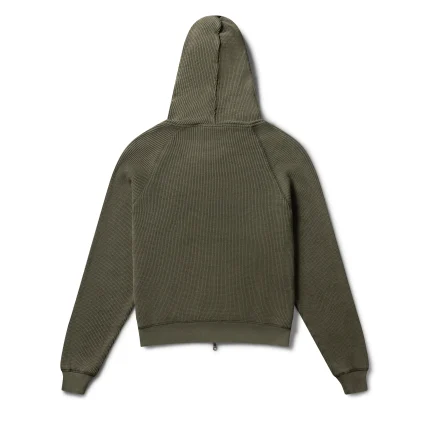 Garms Affiliated Waffle Zip Up Hoodie Dust Olive (7)