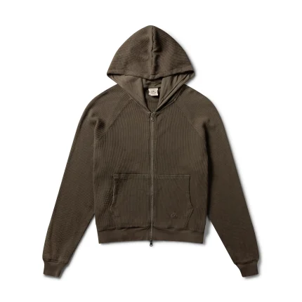 Garms Affiliated Waffle Zip Up Hoodie Oxide Brown (1)