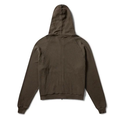 Garms Affiliated Waffle Zip Up Hoodie Oxide Brown (4)
